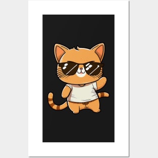 Cat wearing sunglasses swag Posters and Art